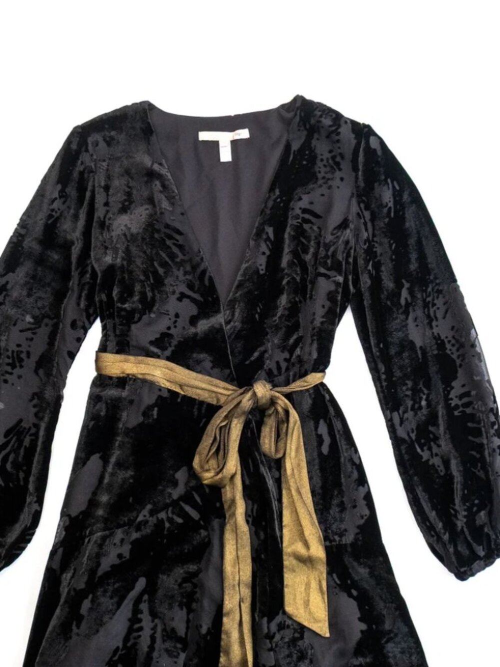 HUTCH Celine Gown Elegant Black Burnout Velvet Maxi Wrap Dress Party Wedding S - Picture 10 of 11